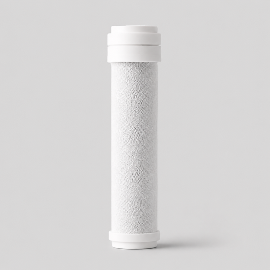 Dwello replacement shower filter cartridge designed to reduce chlorine, sediment, and other common water contaminants for cleaner shower water and continued filtration performance.
